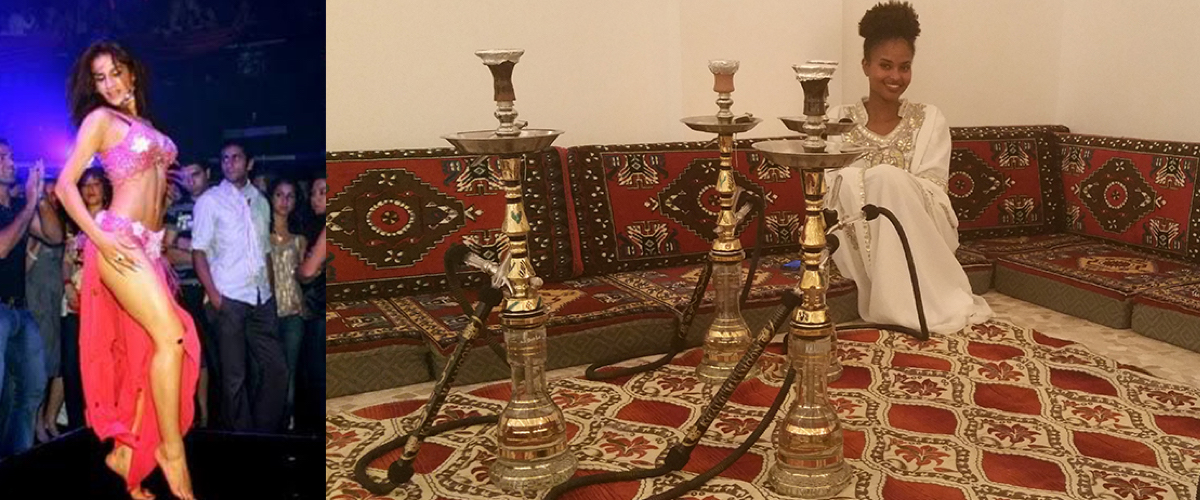 Arabisch danseressen en shisha terras